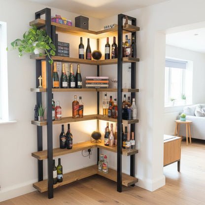 Wooden corner bookcase handmade custom size