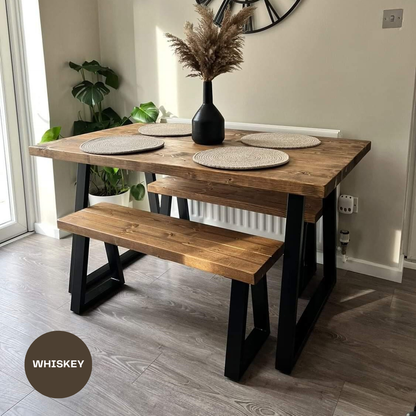 Rustic Dining Table - Thick Trapeze Legs