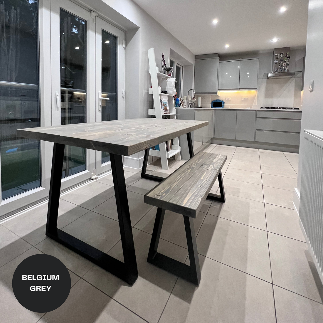 Rustic Dining Table - Thick Trapeze Legs
