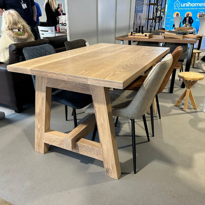 Chopwell Dining table - Solid Oak trestle dining table Oak legs masterplank shop