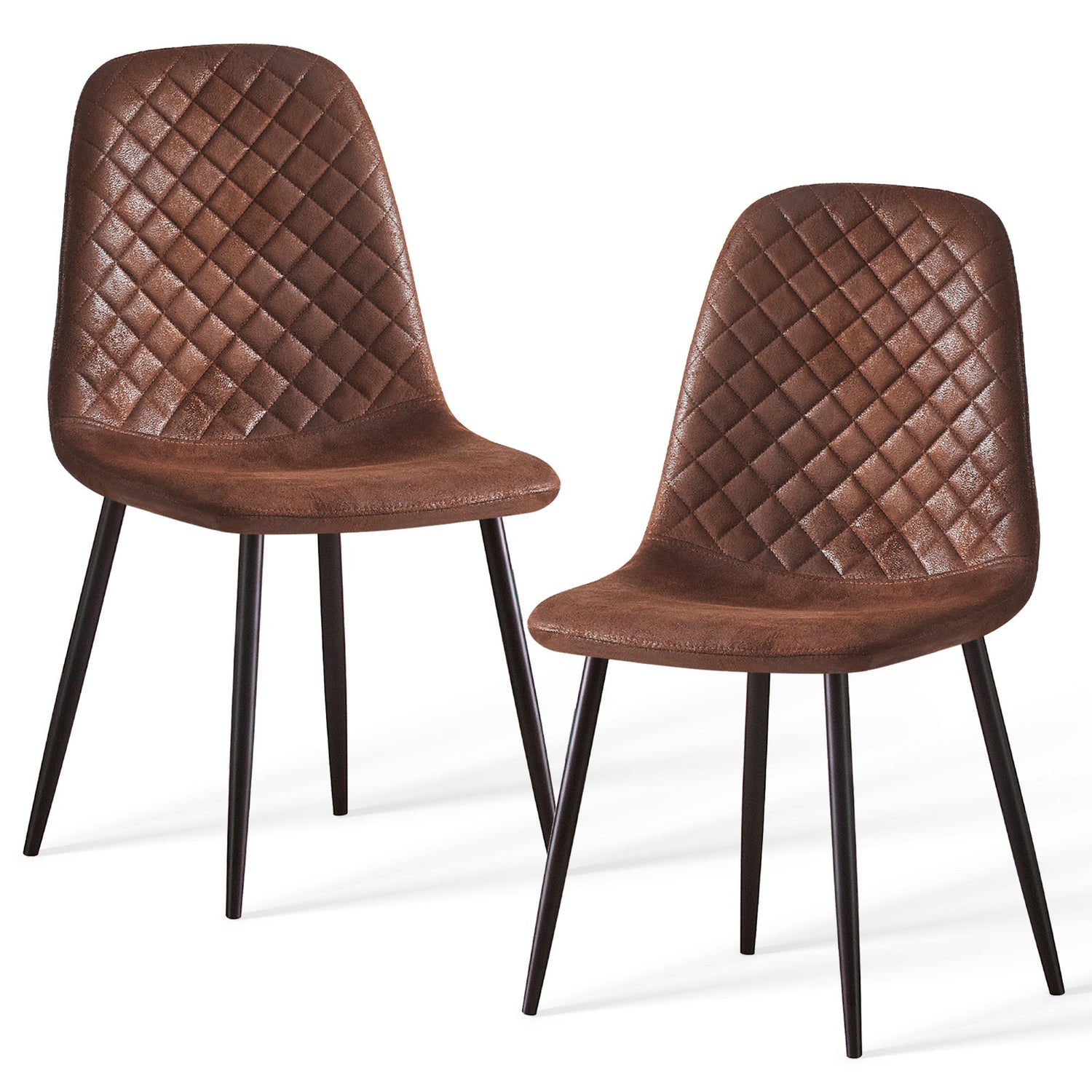 Caradoc dining chairs - Faux leather / Velvet - Set of Two