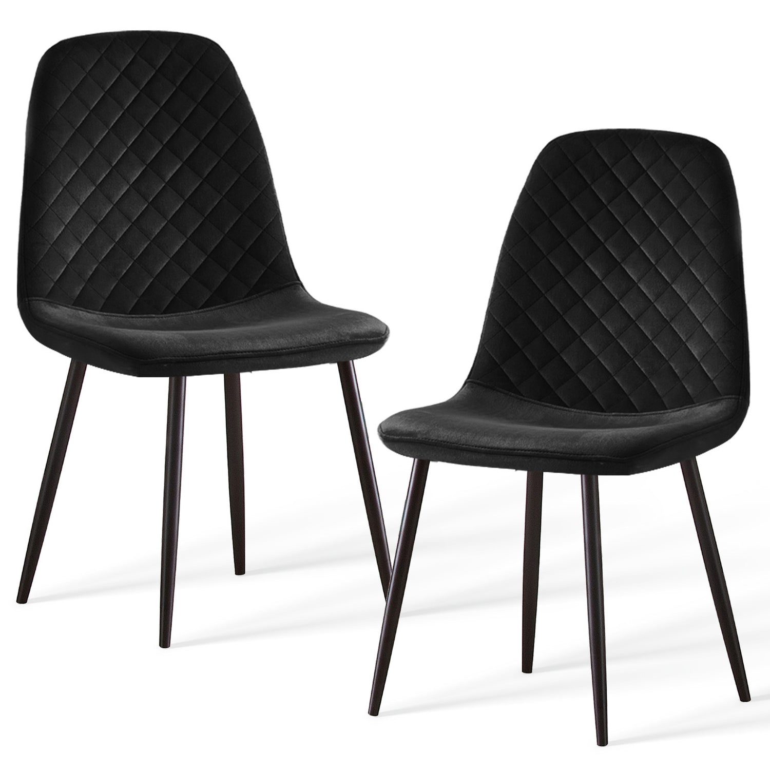 Caradoc dining chairs - Faux leather / Velvet - Set of Two