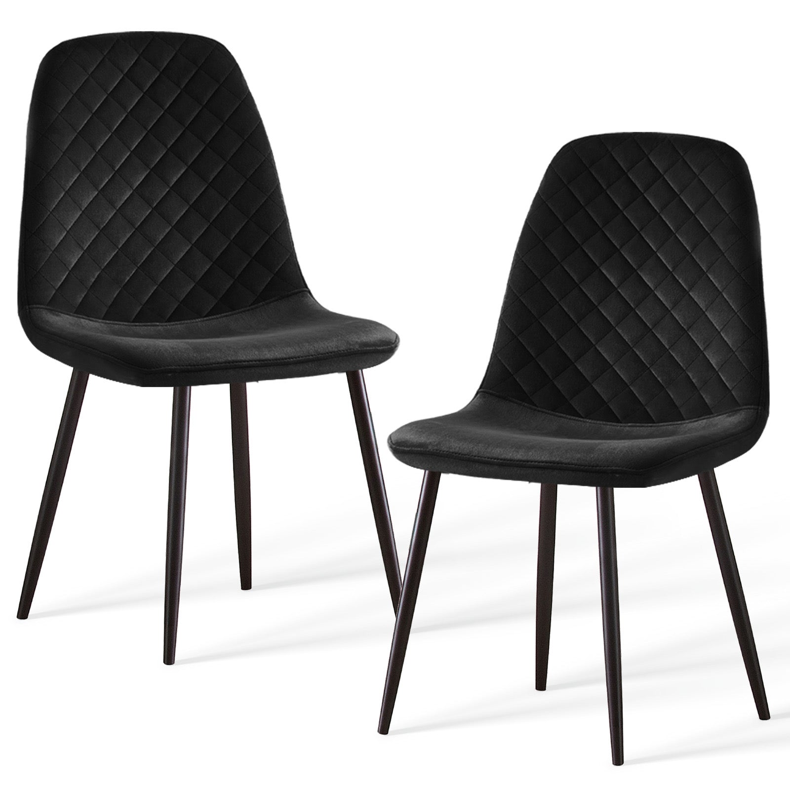 Caradoc dining chairs - Faux leather / Velvet - Set of Two