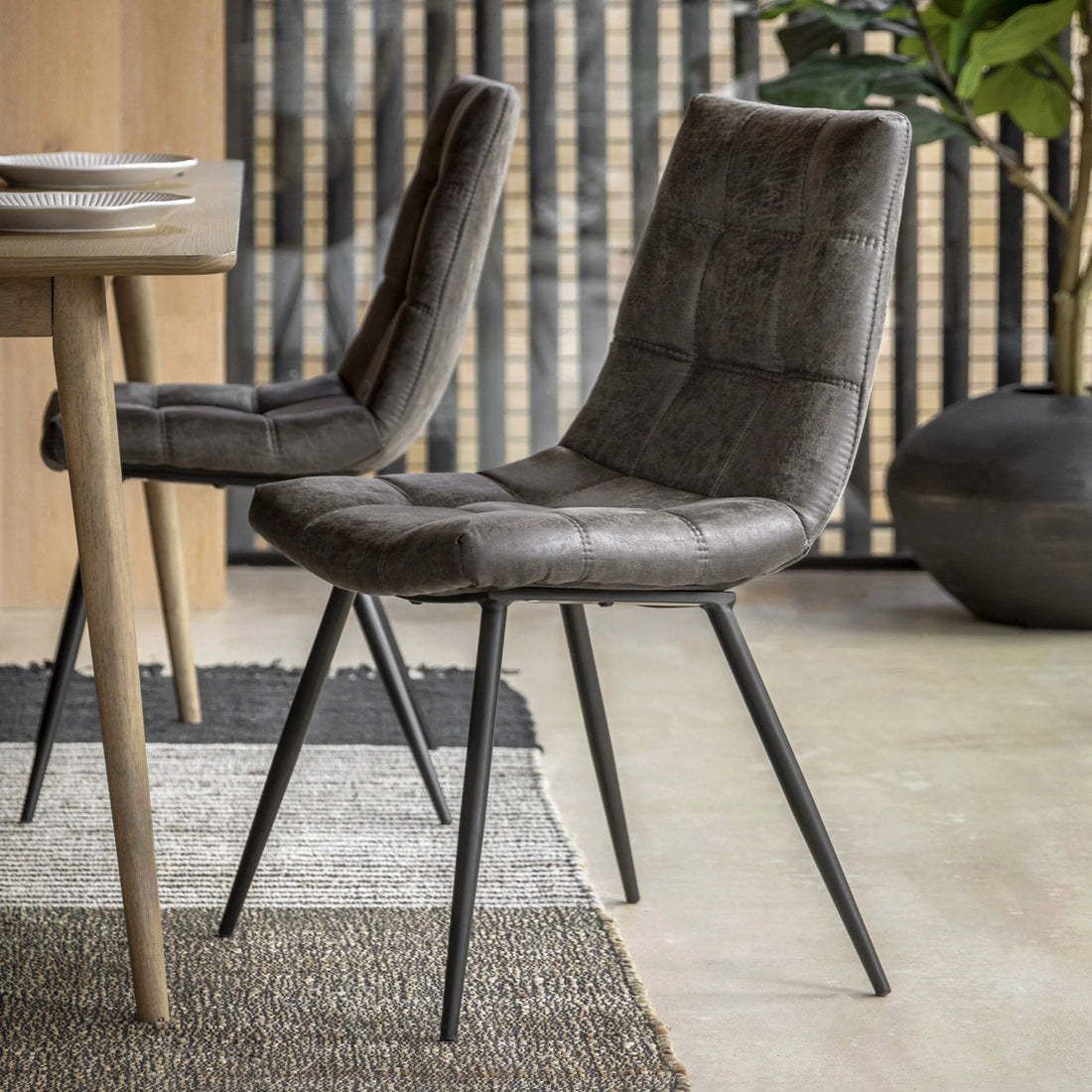 Bradoc Faux Leather Dining Chair Set of Two