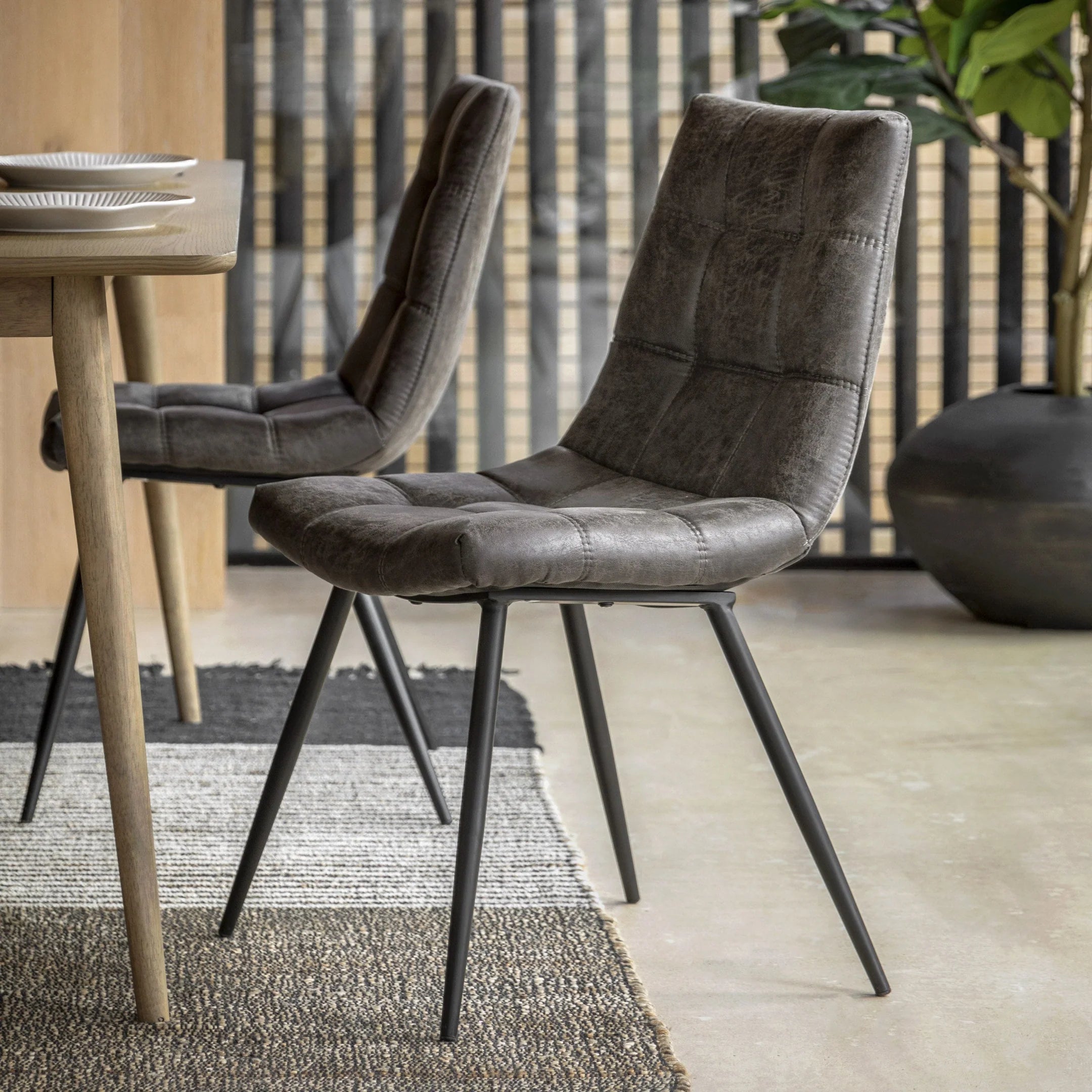 Bradoc Faux Leather Dining Chair Set of Two