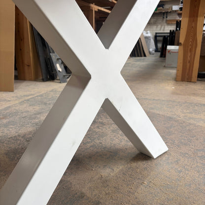Solid Oak 240cm x 100cm Oak boscobel top Table with Cross legs in white