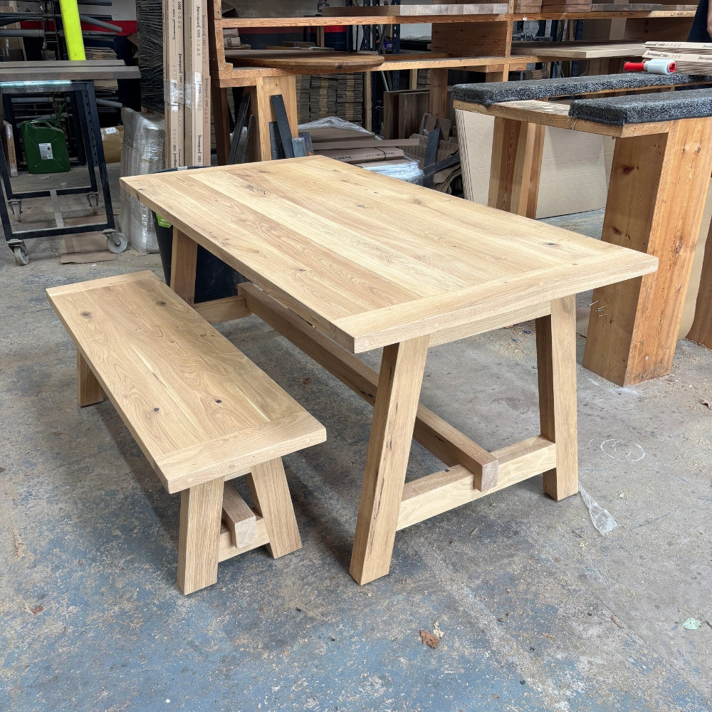 Boscobel - Solid Oak Extendable Trestle dining table - Thick Oak Trestle legs
