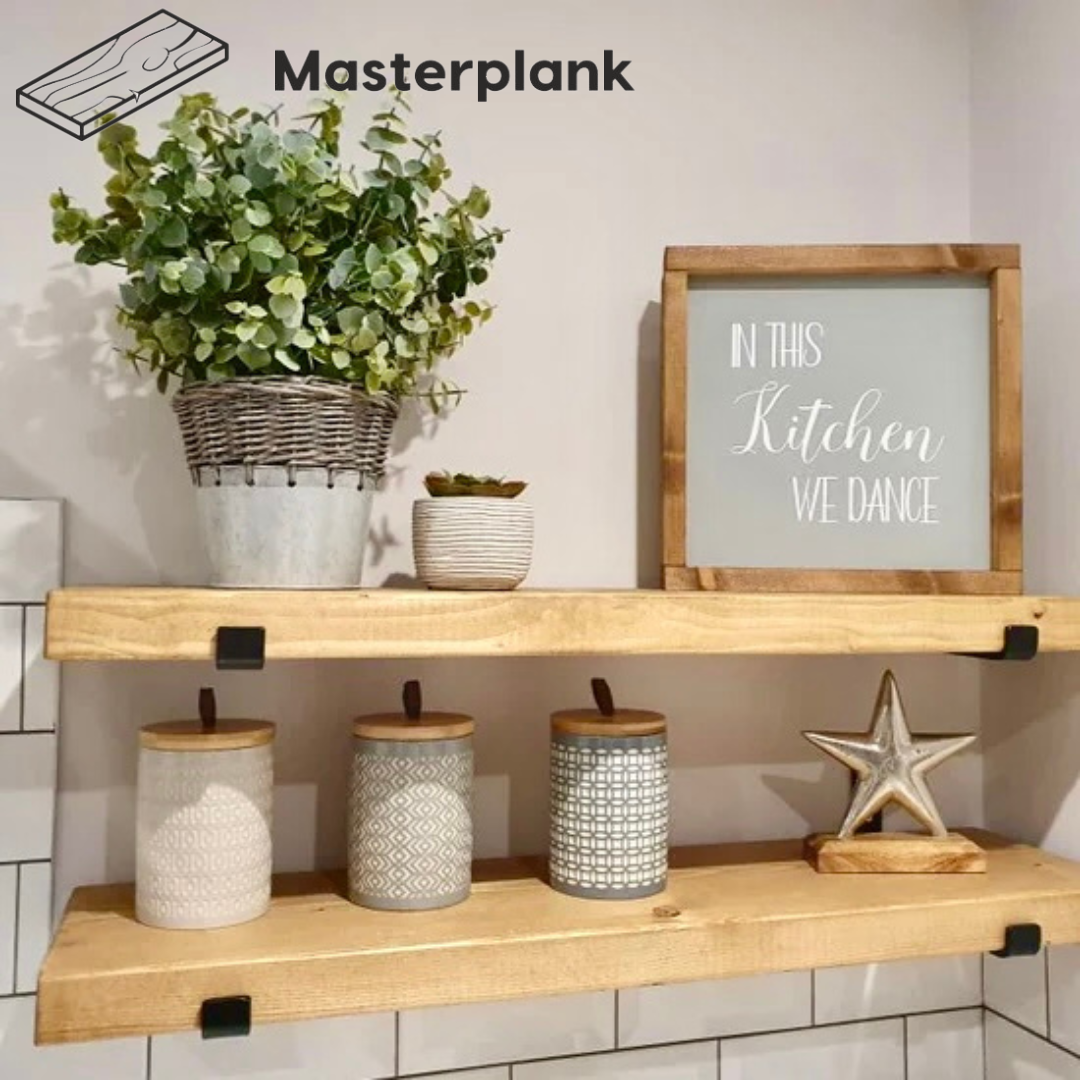 Pair of Rustic Wooden Shelves handcrafted in the UK Shelves masterplank-shop   
