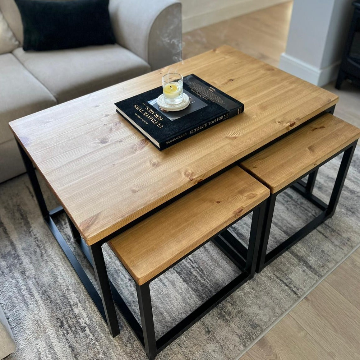 Rustic nest of Coffee tables  Masterplank UK   