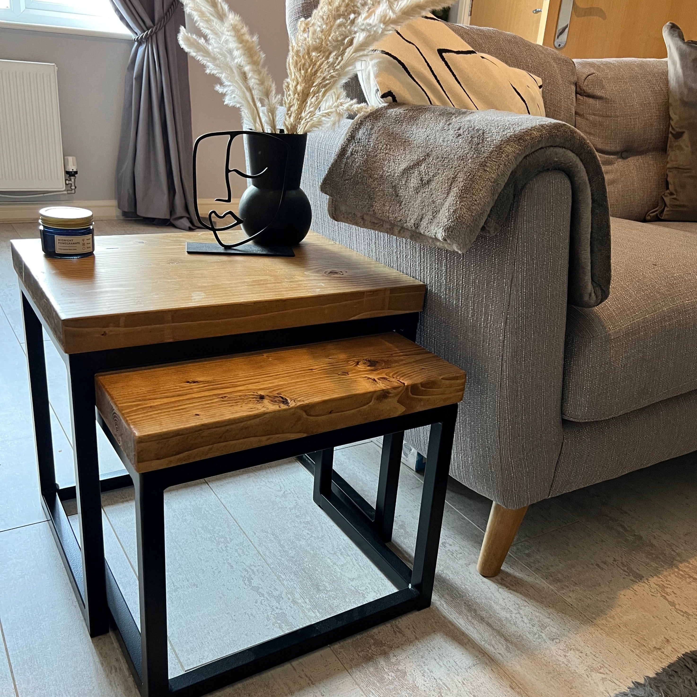 Sydney rustic nest of tables  Masterplank UK   