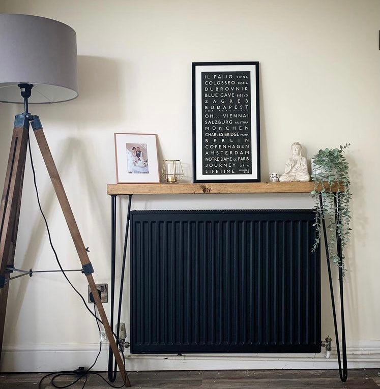 Rustic Wooden Radiator Shelf &amp; Console Table handcrafted in the UK Shelving masterplank-shop   