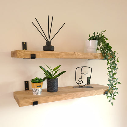 Pair of Rustic Wooden Shelves handcrafted in the UK Shelves masterplank-shop   