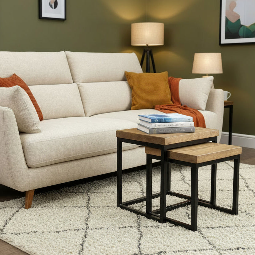 Sydney rustic nest of tables  Masterplank UK   
