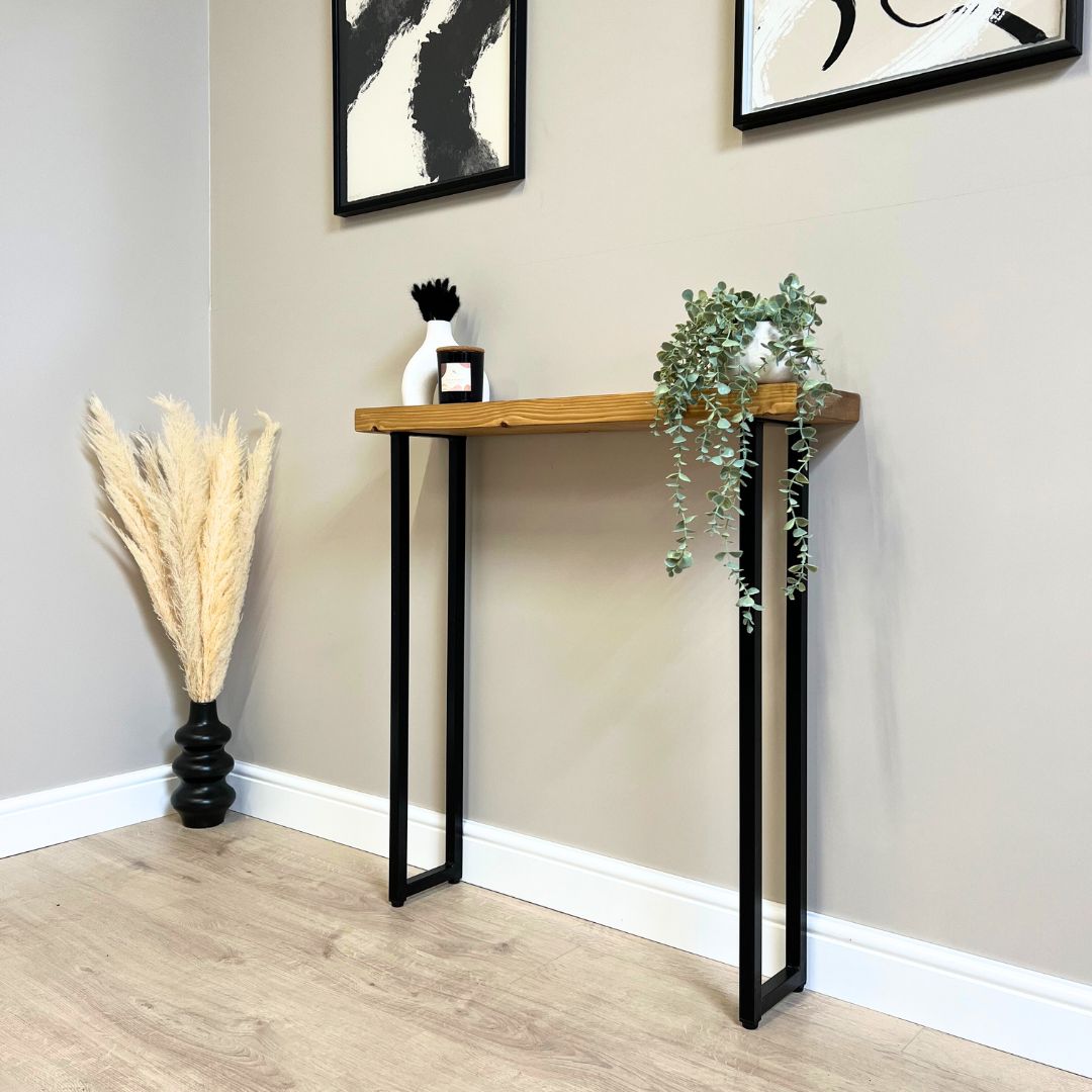 Joshua Rustic Wooden Radiator Shelf &amp; Entry Console Table handcrafted in the UK - Box legs Shelves masterplank-shop   
